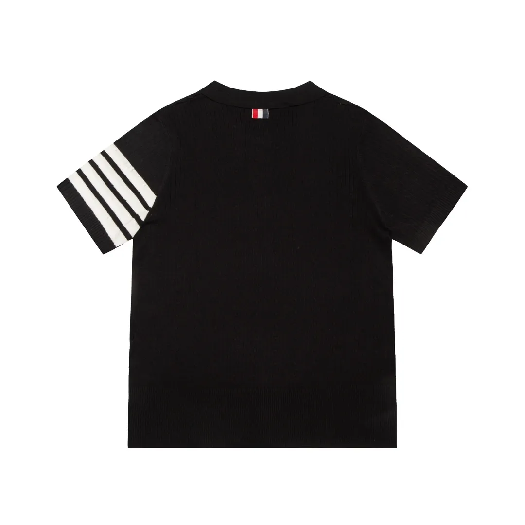 Thom Browne ➡️ POLO ， Retro Same Style Versatile : Black Size：M-3XL